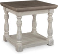 Signature Design by Ashley Havalance Farmhouse Rectangular End Table, Floor Shelf, Wood, 26" W x 24.13" D x 24" H, Vintage Gray & White with Weathered Finish
