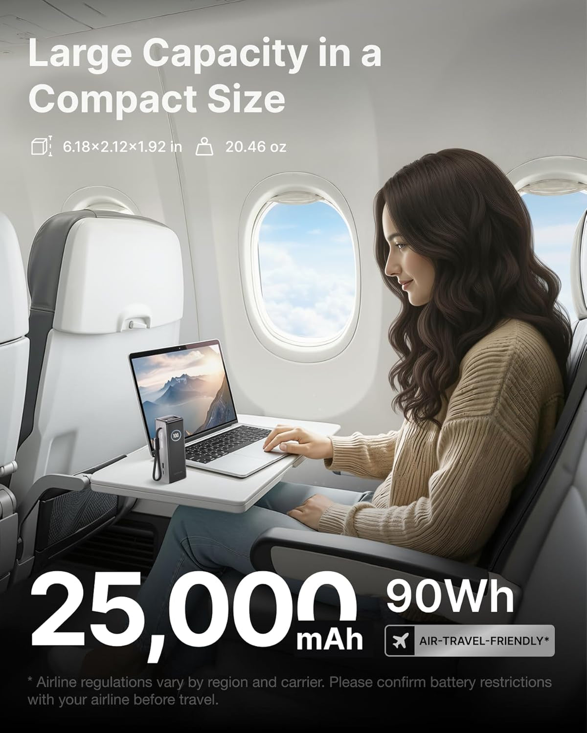EF ECOFLOW Laptop Power Bank, 25000mAh Rapid Portable Charger, Triple 100W USB-C Ports, Built-in Retractable Cables, Fast Charging for iPhone 17/16 Series, MacBook, Samsung and More