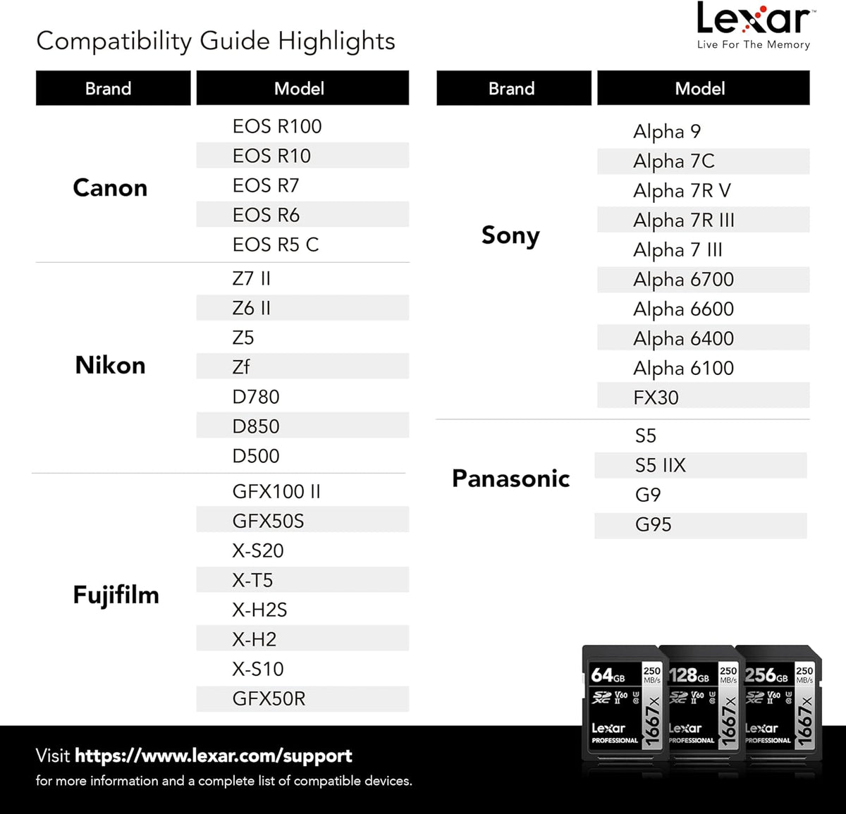 Lexar 256GB (2-Pack) Professional 1667x SD Card, UHS-II, C10, U3, V60, Full HD, 4K, Up To 250MB/s Read SDXC Memory Card, for Professional Photographer, Videographer, Enthusiast (LSD1667256G-B2NNU)
