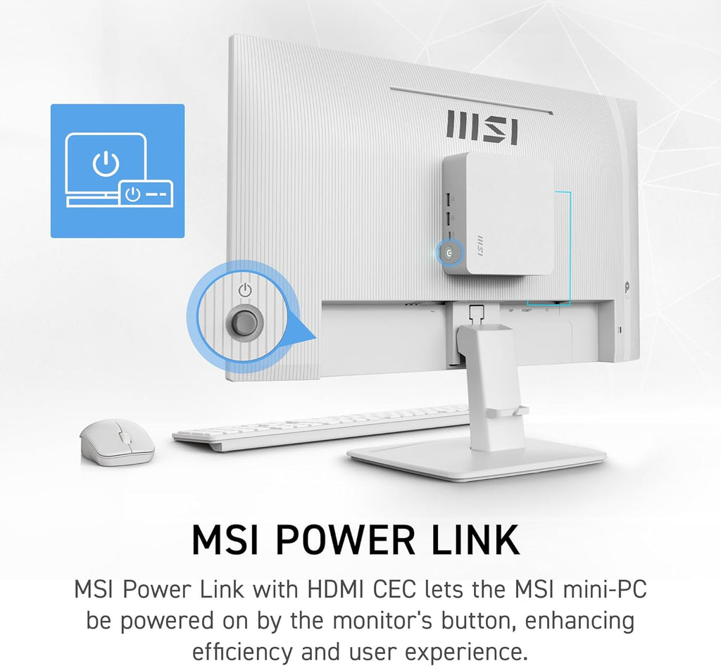 msi PRO MP243W E14 24-inch IPS 1920 x 1080 (FHD) Computer Monitor, 144Hz, Adaptive-Sync, HDR Ready, HDMI, Display Port, VESA Mountable, Tilt, 4-Side Slim Bezel, 1ms, White