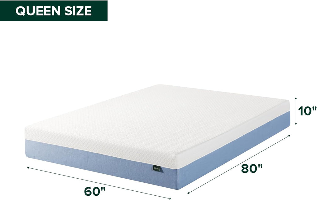 Zinus 10 Inch Queen Cooling Essential Memory Foam Mattress NewVersion, Fiberglass Free, Medium Feel, Breathable Cooling Layers, Certified Safe Materials