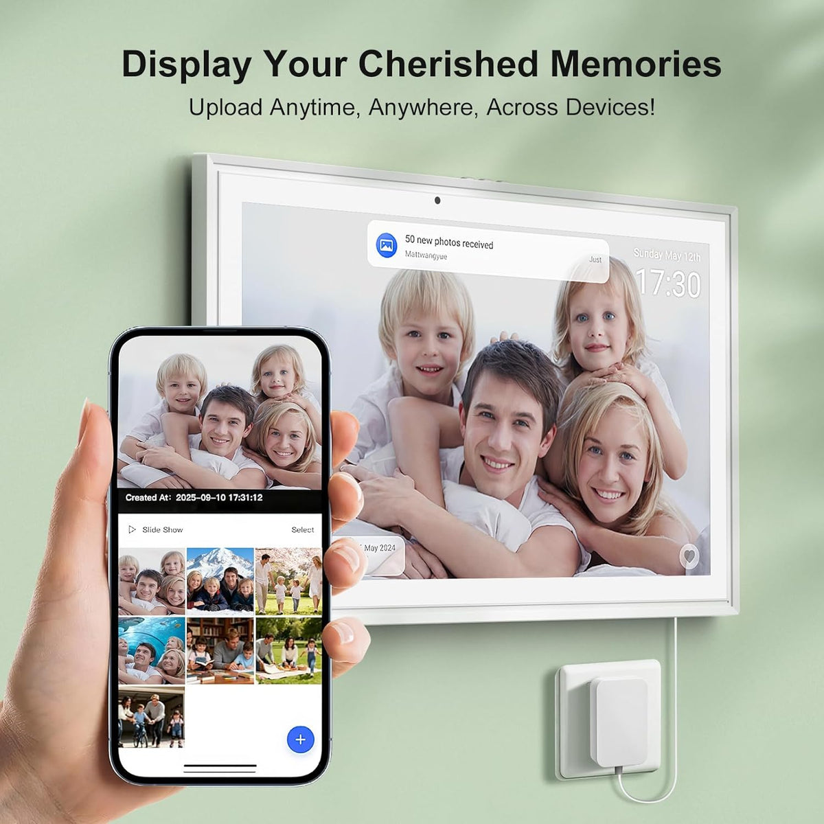 15.6 Inch Smart Digital Calendar with FREE APP for Fridge & Wall Touch Screen, Magnetic Refrigerator Mount, Electronic Planner for Office Desk, Auto Sync Schedules, Family Chore Chart, White