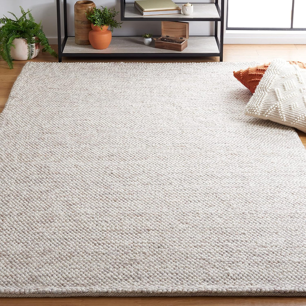 SAFAVIEH Area Rug 8x10 - Natura Collection - Large - Beige & Ivory, Handmade Wool, Ideal for Living Room, Bedroom, Dining Space (NAT182B)