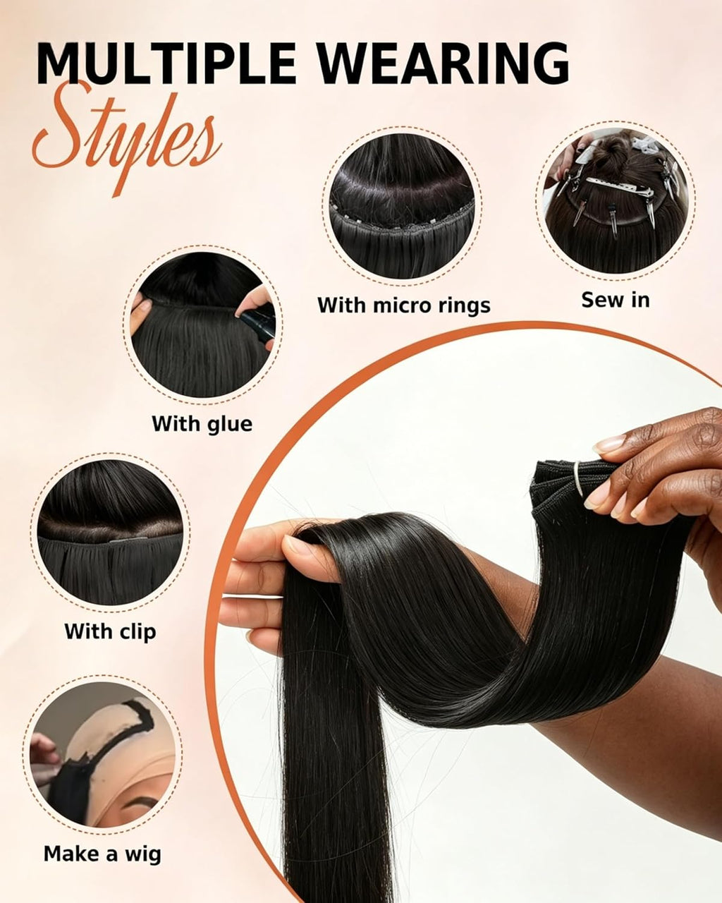 Beeos Body Wave Bundles Human Hair 12 14 16 Inch, Double Weft Virgin 100% Human Hair Bundles for Sew In & Quick Weave, Natural Black 95g x 3
