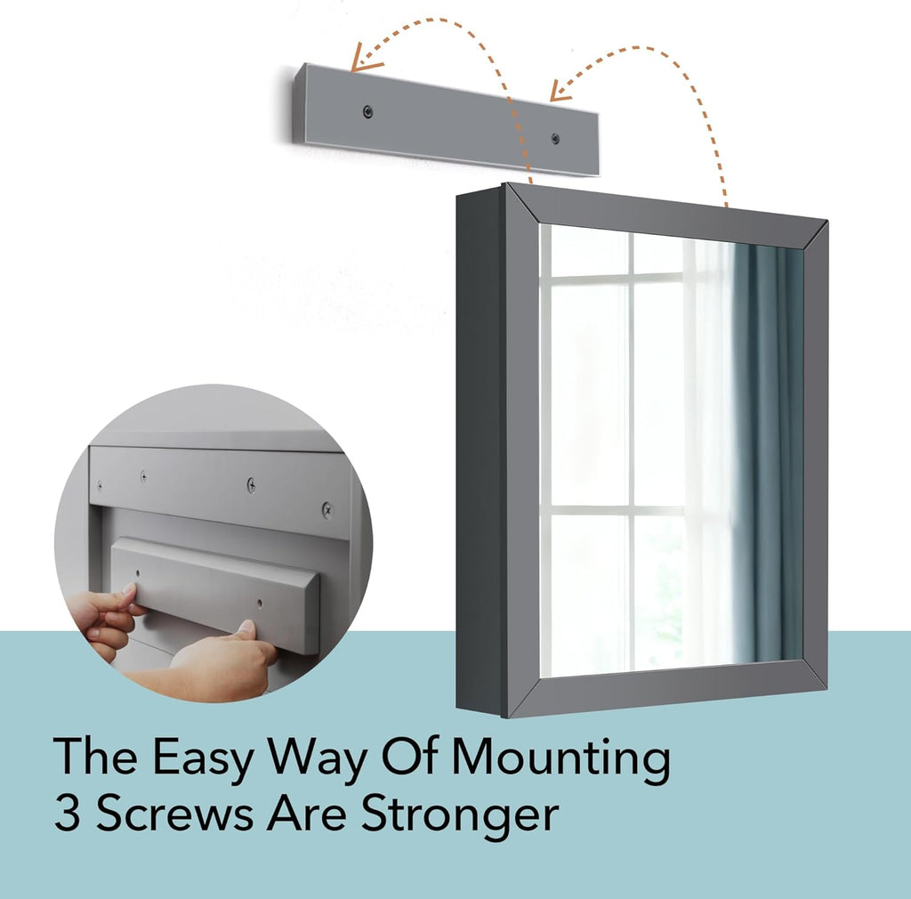 VANIRROR Bathroom Cabinet - Large Single Door 24x30 inchs Wall Cabinet Mirror Medicine Cabinet with Facial Tissues Slot and Multifunctional Storage Area