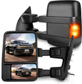 Towing Mirror for Ford for F250 for F350 for F450 for F550 Super Duty Power Heated Driver and Passenger Side Smoke Turn Signal Lights 2008 2009 2010 2011 2012 2013 2014 2015 2016