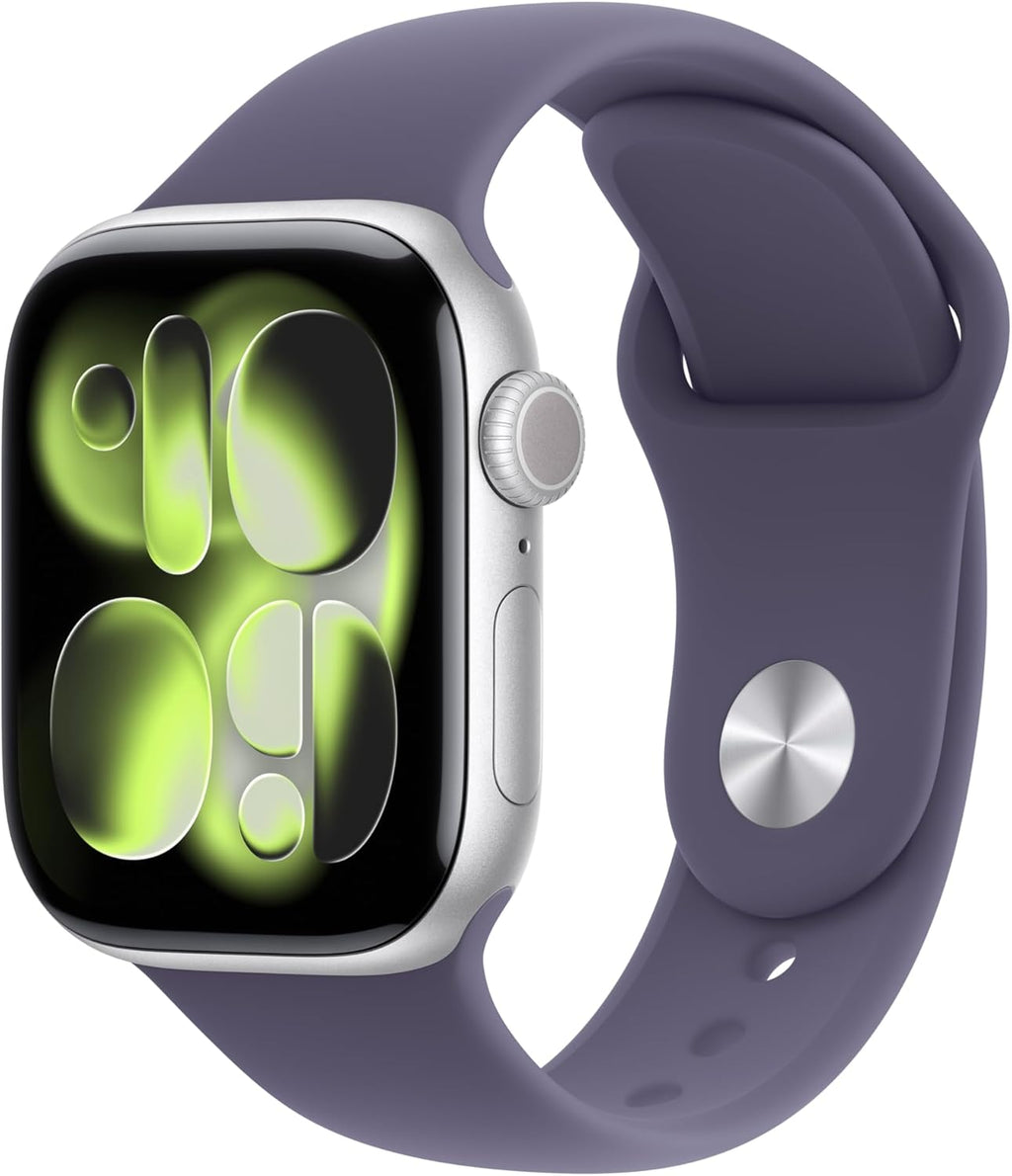 Apple Watch Series 11 GPS 42mm Smartwatch with Silver Aluminum Case with Purple Fog Sport Band - S/M. Sleep Score, Fitness Tracker, Health Monitoring, Always-On Display, Water Resistant