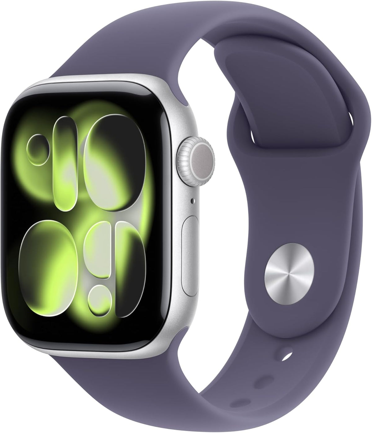 Apple Watch Series 11 GPS 42mm Smartwatch with Silver Aluminum Case with Purple Fog Sport Band - S/M. Sleep Score, Fitness Tracker, Health Monitoring, Always-On Display, Water Resistant