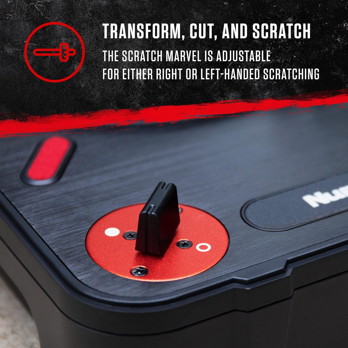 Numark PT01 Scratch | DJ Turntable for Portablists With User Replaceable Scratch Switch, Built In Speaker, Power via Battery or AC Adapter, Three Speed RPM Selection & USB Connectivity