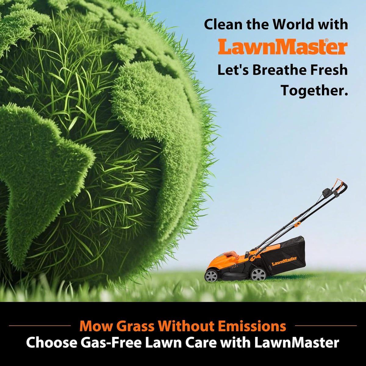 LawnMaster Lawn Mower, Brushless Cordless Lawn Mower 48V MAX 15-inch with 2X24V MAX 4.0Ah Battery and a Dual Charger-CLMF4815E