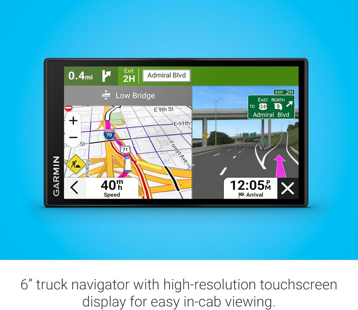 Garmin dezl OTR620 GPS Truck Navigator with 6-Inch Touchscreen Display, 1280p Resolution, and Birdseye Direct Satellite Imagery Support (Black) (Renewed)