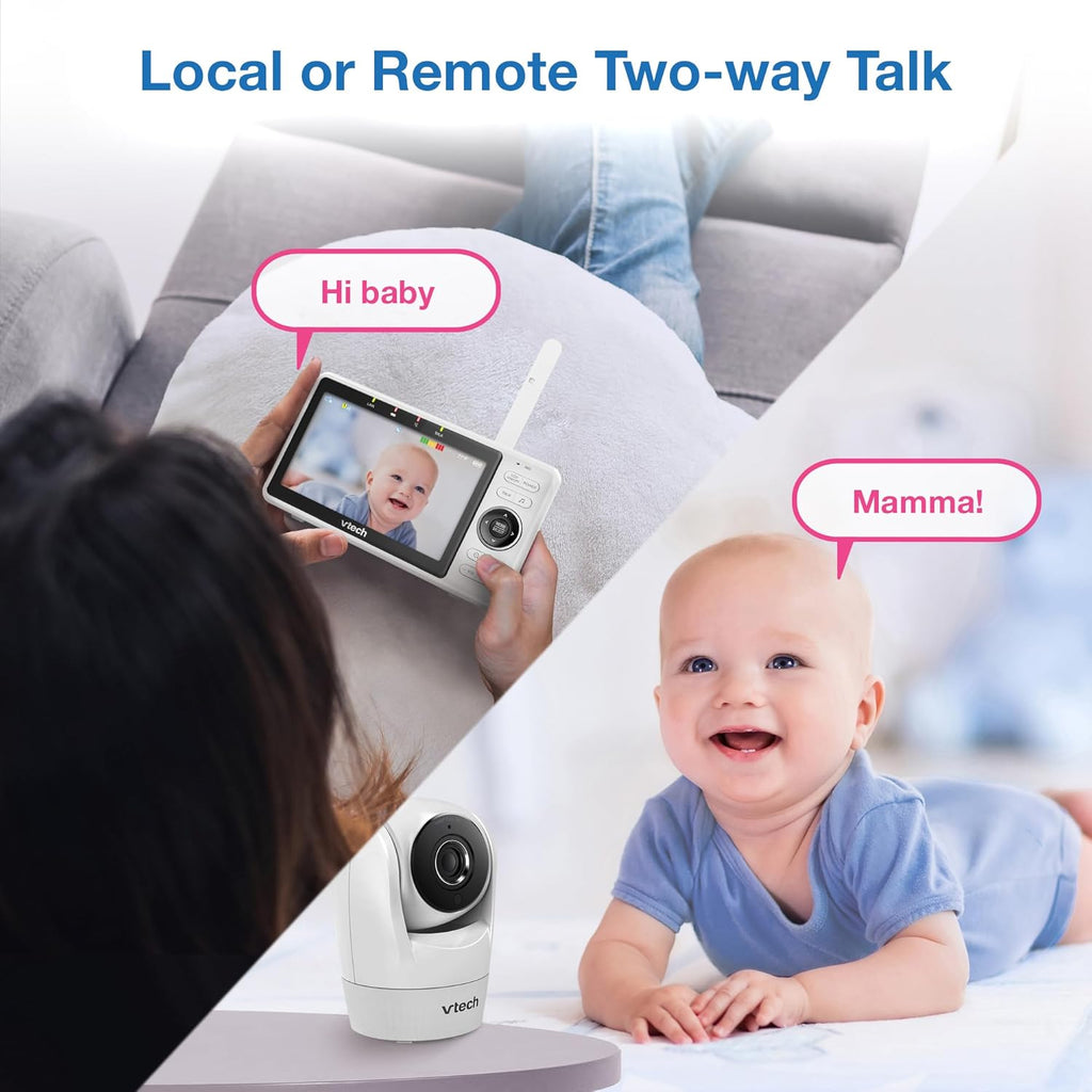 VTech WiFi Baby Monitor with Camera and Audio, 1080p Camera & 5" HD Screen – Remote Pan-Tilt-Zoom, Night Vision, Two-Way Talk, Motion Alerts, Free App | VM901