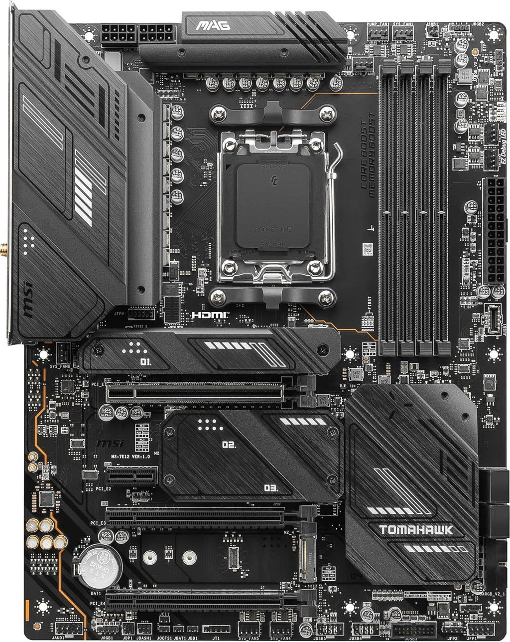 MSI MAG X670E Tomahawk WiFi Gaming Motherboard (AMD AM5, DDR5, PCIe 5.0, SATA 6Gb/s, M.2, USB 3.2 Gen 2, Wi-Fi 6E, 2.5Gbps LAN, HDMI/DP, ATX) (Renewed)