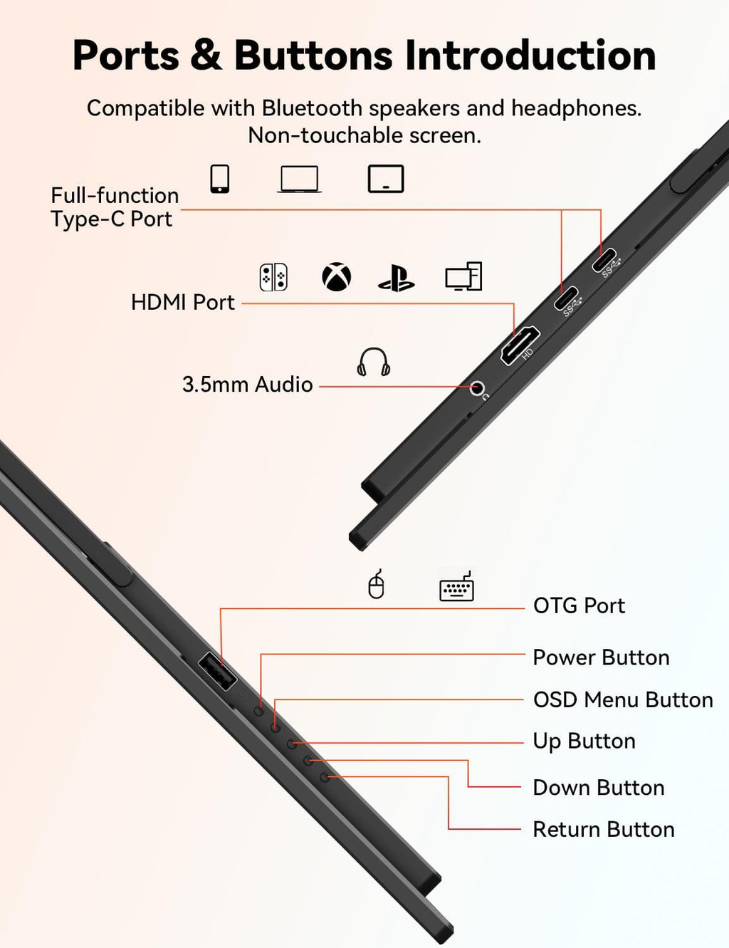 HotYeah Portable Smart TV, EDLA-Certified, 23.8" 1080P 2-in-1 Rolling TV & Monitor, w/Built-in 10000mAh Battery, Support Voice Control, USB-C & HDMI, 180° Adjustable Kickstand