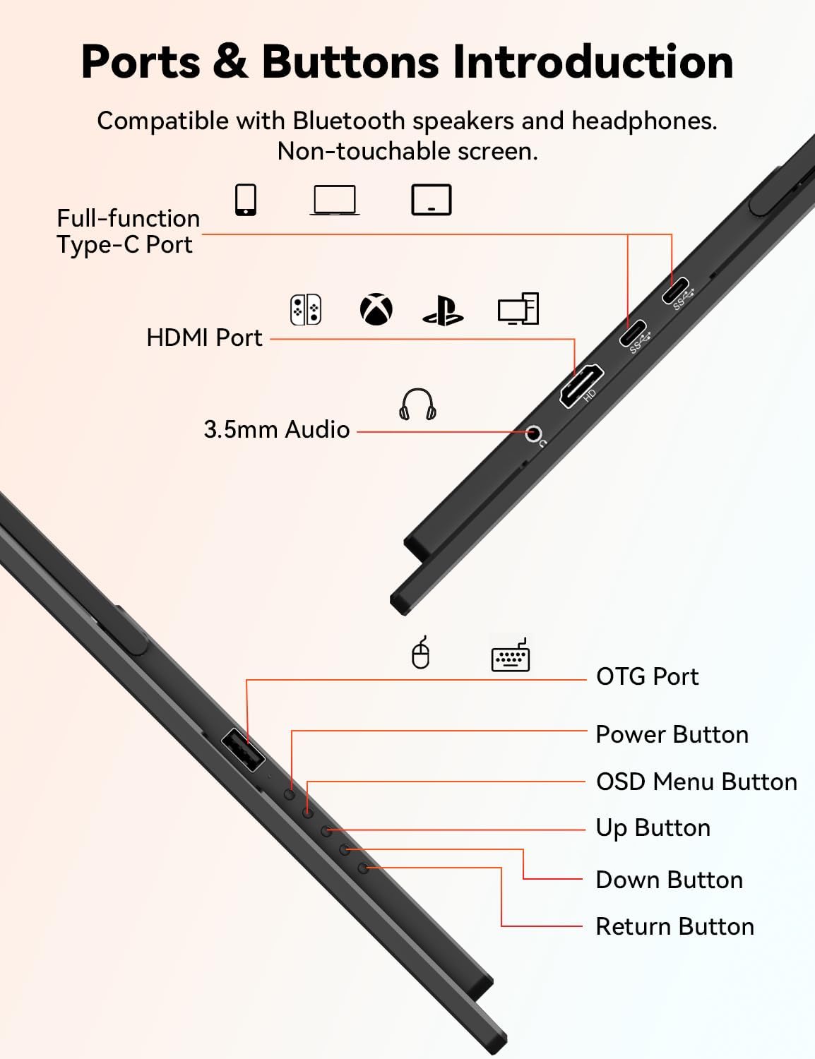 HotYeah Portable Smart TV, EDLA-Certified, 23.8" 1080P 2-in-1 Rolling TV & Monitor, w/Built-in 10000mAh Battery, Support Voice Control, USB-C & HDMI, 180° Adjustable Kickstand