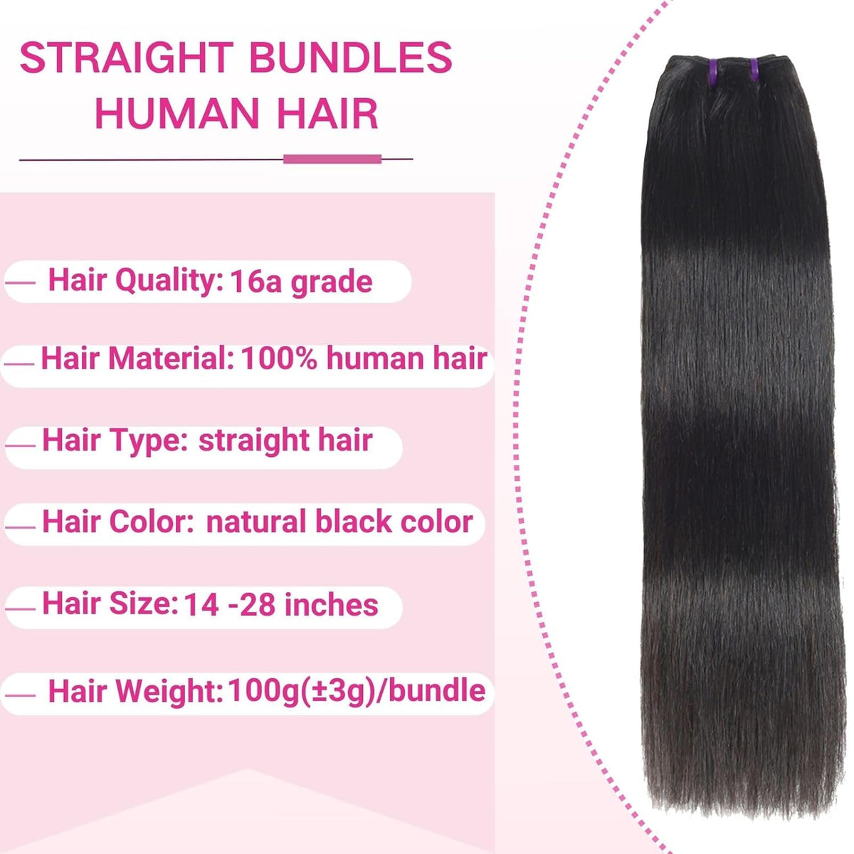 Beauty Queen 3 Bundles Human Hair Straight (20 Inch) 16a Grade Unprocessed Straight Brazilian Sew In Hair Extensions Thick Virgin Hair Natural Color