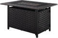 Fire Sense 63699 Albany Woven Aluminum Convertible Gas Fire Pit Table 45,000 BTU Multi-Functional Outdoor Firepit with Fire Bowl Lid Nylon Cover & Clear Fire Glass - Bronze Finish - Rectangular 44"