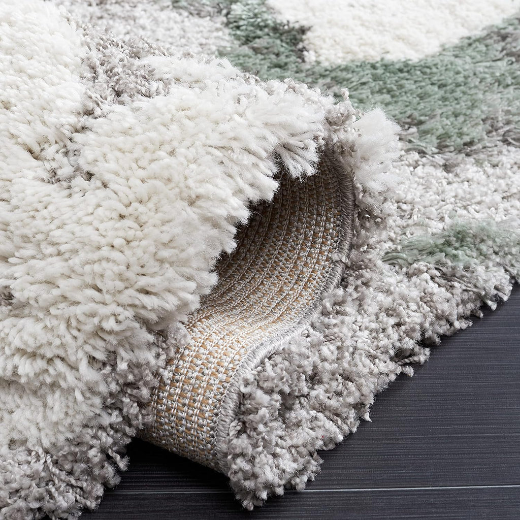 SAFAVIEH Horizon Shag Collection Area Rug - 9' x 12', Grey & Green, Modern Abstract Design, Non-Shedding & Easy Care, 2.6-inch Thick Ideal for High Traffic Areas in Living Room, Bedroom (HZN890Y)