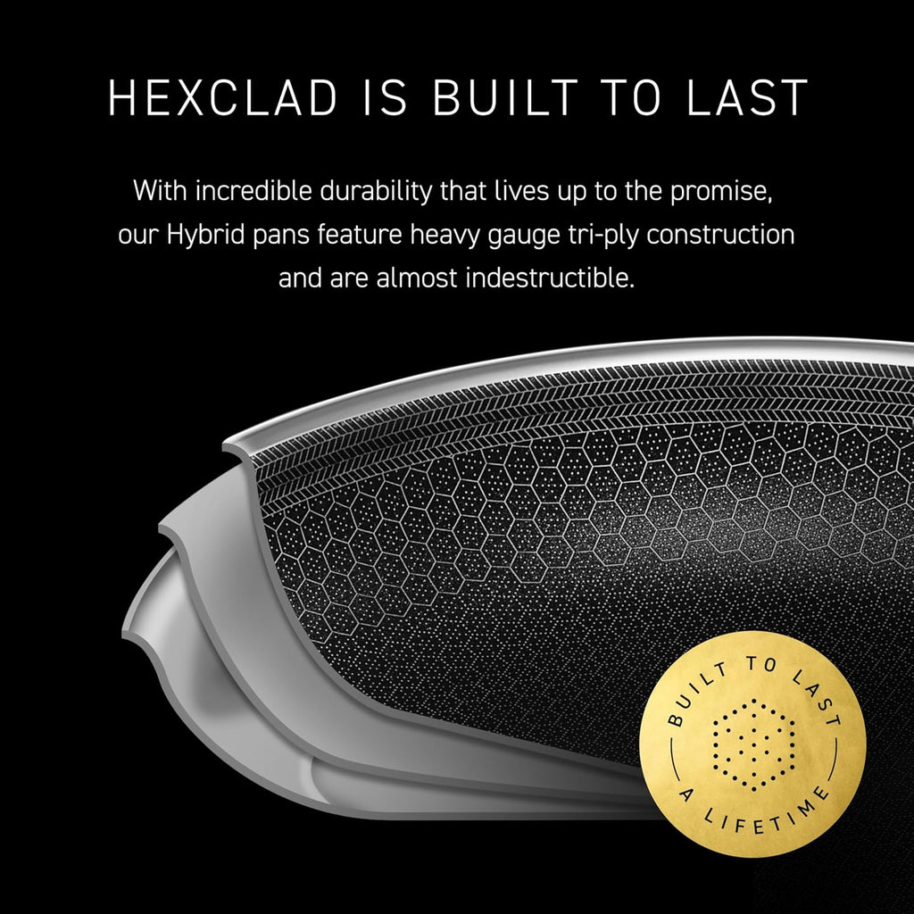 HexClad Hybrid Nonstick 6.5-Quart Oval Dutch Oven with Stainless Steel Lid, Stay-Cool Handles, Dishwasher-Friendly, Oven-Safe Up to 900°F, Induction Ready, Compatible with All Cooktops