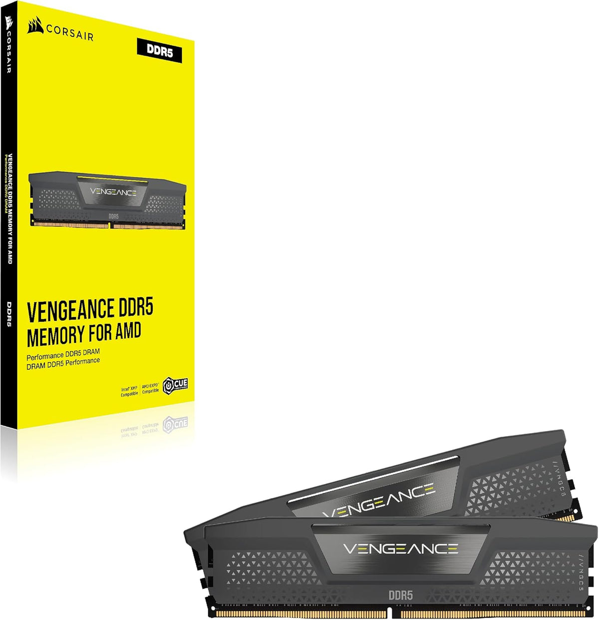 CORSAIR Vengeance DDR5 RAM 16GB (2x8GB) Up to 5200MHz CL40 AMD EXPO Intel XMP 3.0 Desktop Computer Memory - Gray