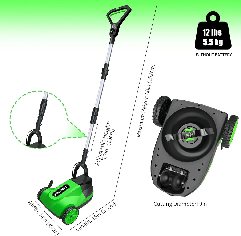 Cordless Lawn Mower, Electric Small Lawn Mower with 2 x 21V 4.0Ah Battery, Lightweight Mini Lawn Mower with Brushless Motor, 3 Cutting Heights, Garden Yard Lawn Care