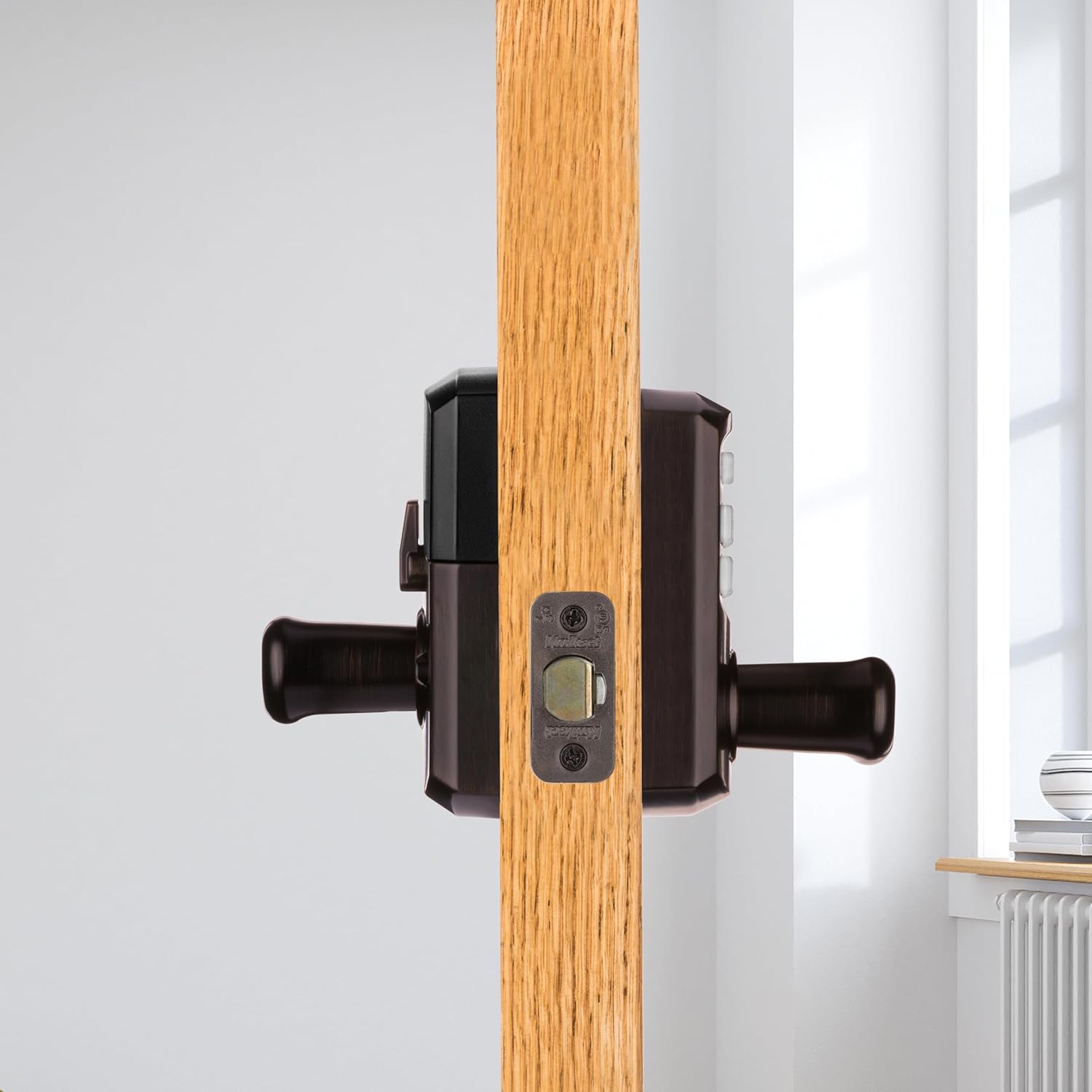 Kwikset SmartCode 917 Keypad Keyless Entry Traditional Residential Electronic Lever Deadbolt Alternative with Tustin Door Lever and SmartKey Security, Venetian Bronze