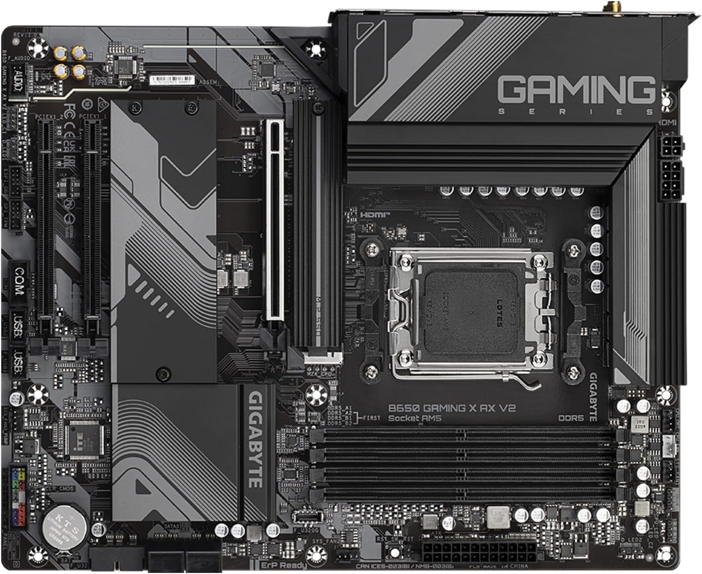 GIGABYTE B650 Gaming X AX V2 (rev. 1.0) AM5 LGA 1718 AMD B650 ATX DDR5, Triple M.2, PCIe 5.0, USB 3.2 Gen2x2 Type-C, AMD Wi-Fi 6E, Realtek 2.5GbE LAN (Renewed)