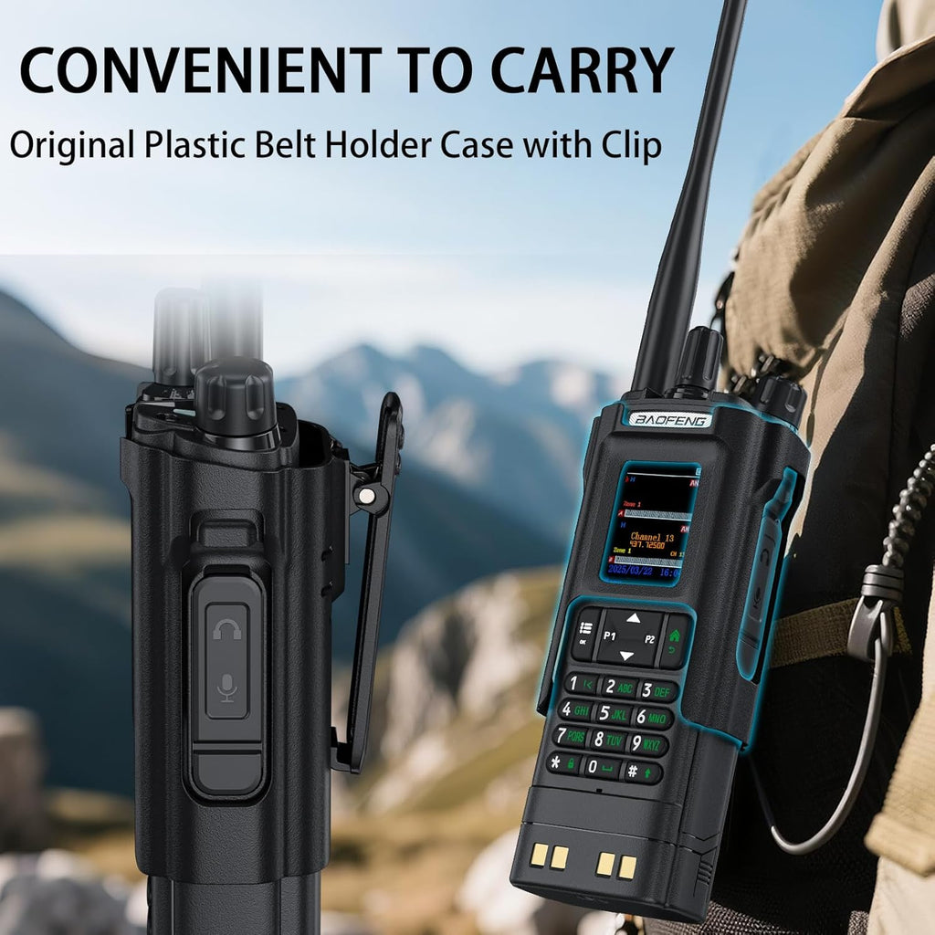 BAOFENG DM32 Dmr Radio,DM-32 Handheld Radio with USB-C Charging, GPS, 10W Long Range DM32UV Walkie Talkie for Emergency Rescue & Outdoor Sports (1Pack Black+Gooseneck Antenna+Radio Holster)