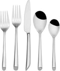 Towle Living 42-Piece Silverware Set, Service for 8, Wave Flatware Cutlery Set - Includes Fork, Knife, Spoon - For Home, Kitchen, and Resturant, Stainless Steel - Dishwasher Safe