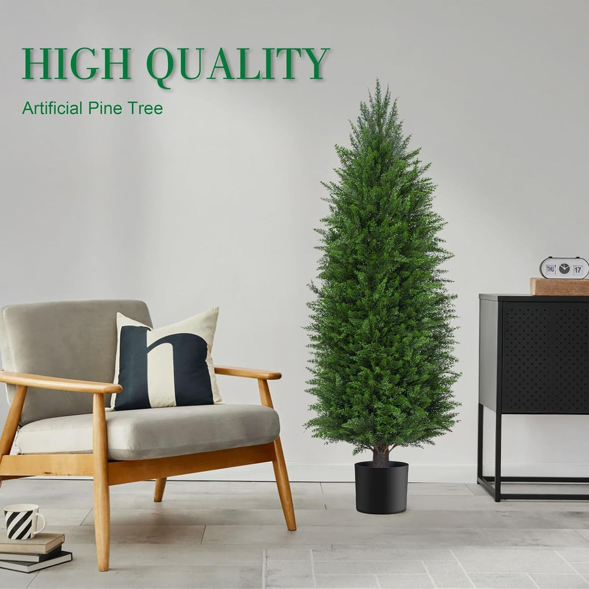 AOKIIE 6FT Artificial Topiary Cedar Plants Outdoor, Faux Pine Trees UV Resistant and Potted, 72 Inch Tall Fake Shrubs Evergreen for Front Porch Decor Set of 2