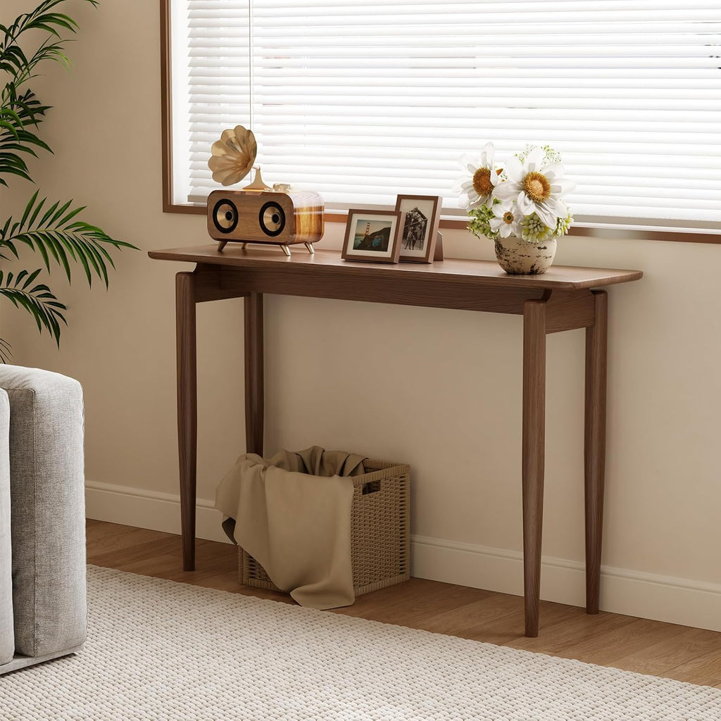 AQIMUELE Wood Console Table Walnut Entryway Table, Thin Console Table, Sofa Tables for Living Room (47.2'')