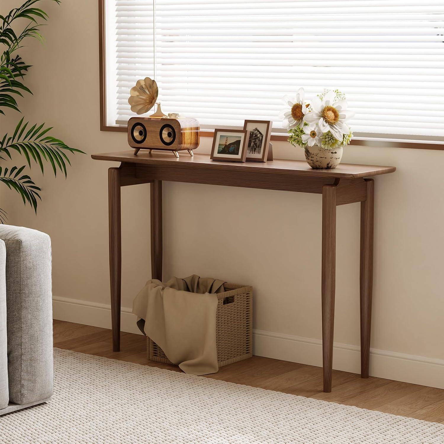 AQIMUELE Wood Console Table Walnut Entryway Table, Thin Console Table, Sofa Tables for Living Room (47.2'')