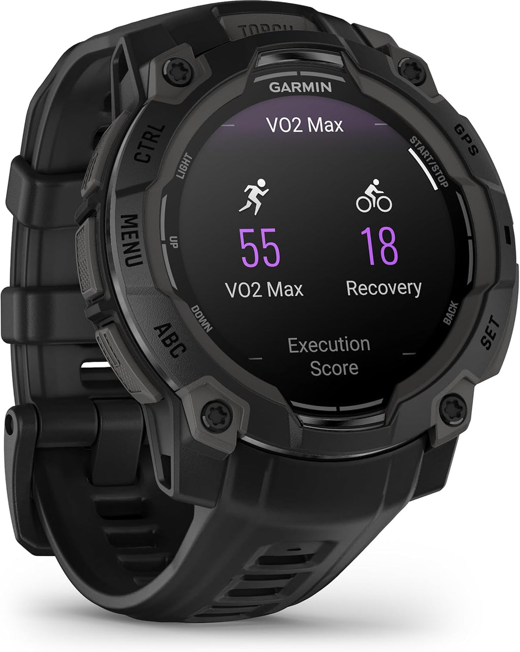 Garmin Instinct® 3 45mm, AMOLED Display, Rugged Outdoor GPS Smartwatch, Metal-Reinforced Bezel, Built-in Flashlight, Up to 18 Days of Battery Life, Black