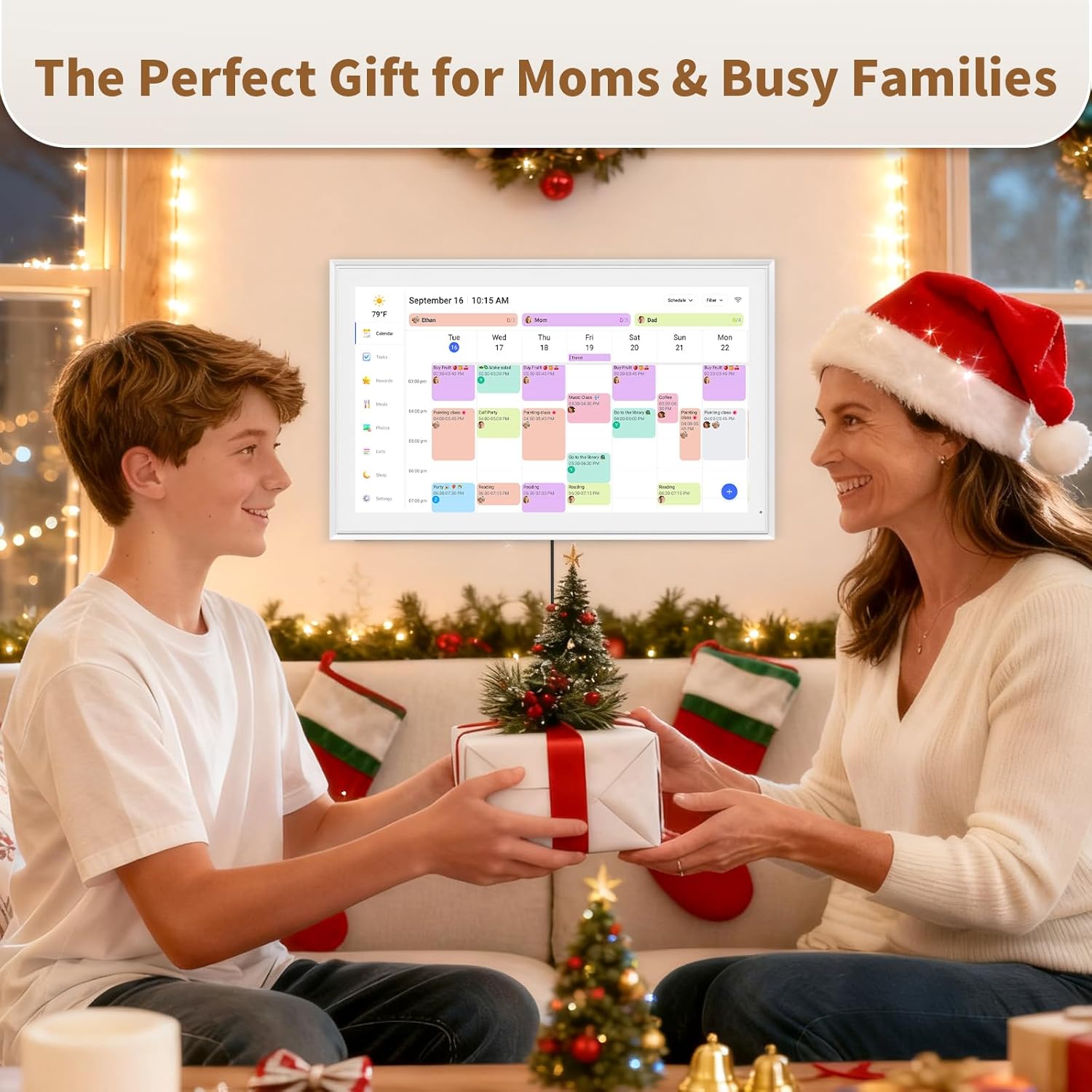 Canupdog 15.6 Inch Digital Calendar, Electronic Planner & Chore Chart with 1920x1080P IPS Touchscreen, Task Rewards System, Interactive Display for Family Schedules Gifts for Women Mom