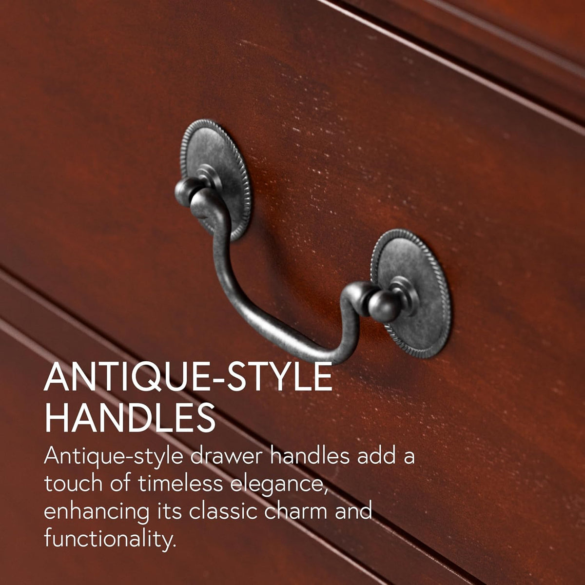 Furniture of America Arabella Traditional 6-Drawer Double Dresser with Antique Nickle Handles and Bracket Style Feet, No Assembly, Freestanding Storage Cabinetfor Bedroom, Living Room, Cherry