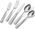 Kingstone Hammered Silverware Set, 60-Piece Flatware Set for 12, 18/10 Stainless Steel Heavy Duty Cutlery Set, Mirror Polished Utensil Sets for Home, Restaurant, Wedding, Dishwasher Safe