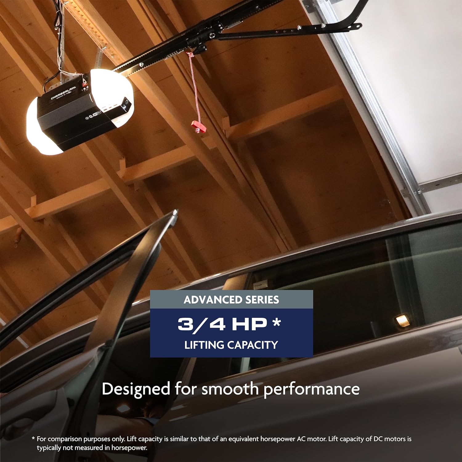 Chamberlain 3/4 HP Chain Drive Smart Garage Door Opener with Fixed Camera, Battery Backup, 2-Bulb Lighting, and myQ Connectivity