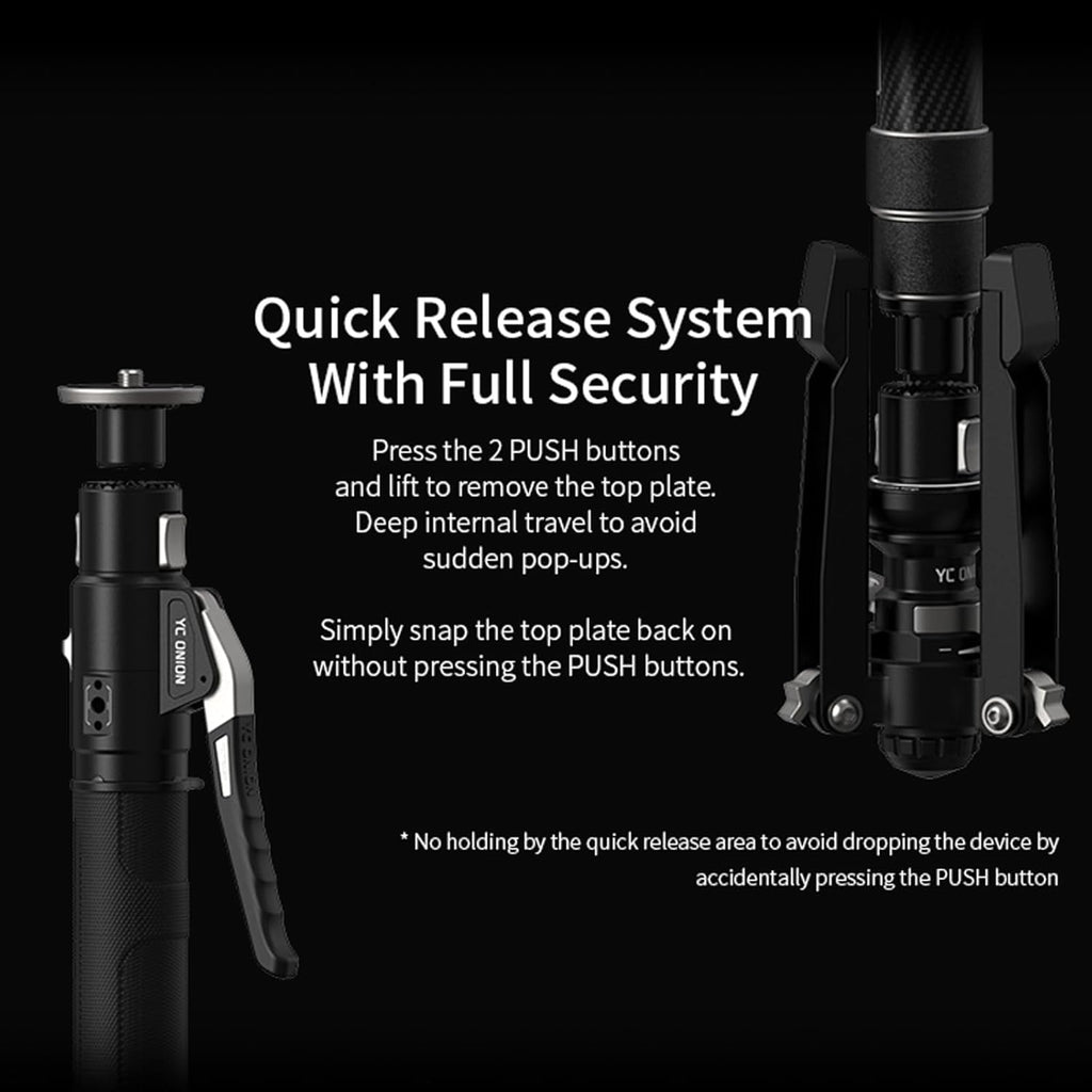 YC Onion Pineta Pro Carbon Fiber Monopod with Pedal Base, Light Stand Lightweight Travel Monopod with Quick Release Plate for Sony Canon Nikon DSLR Cameras, Gimbal and etc Max Load 11lb/5Kg