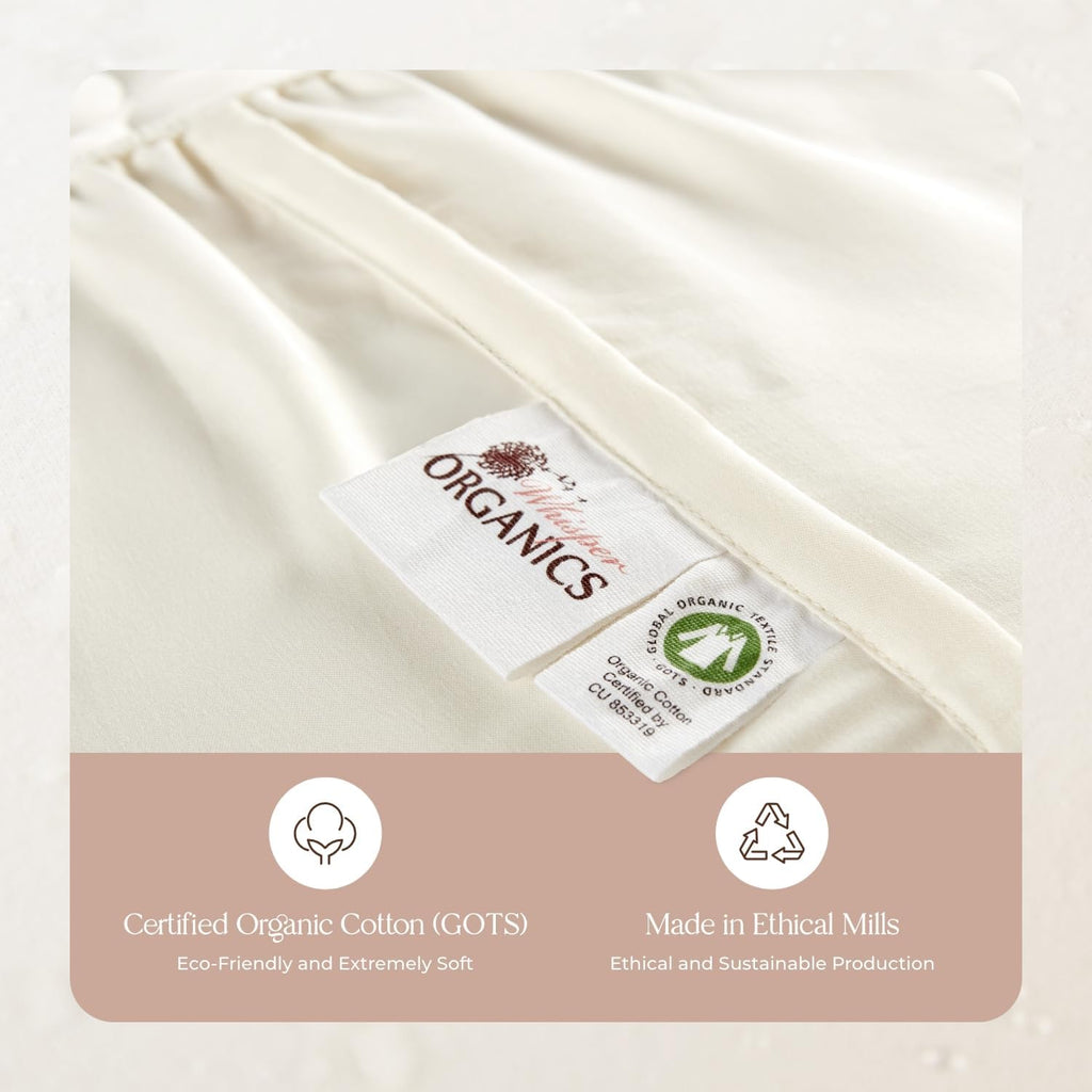 Whisper Organics, 100% Waterproof Mattress Protector - Pique Textured Weave, Breathable Soft & Durable - King Mattresses Cover - GOTS Certified Organic - White, 17" Deep Pocket, 78x82 Inch