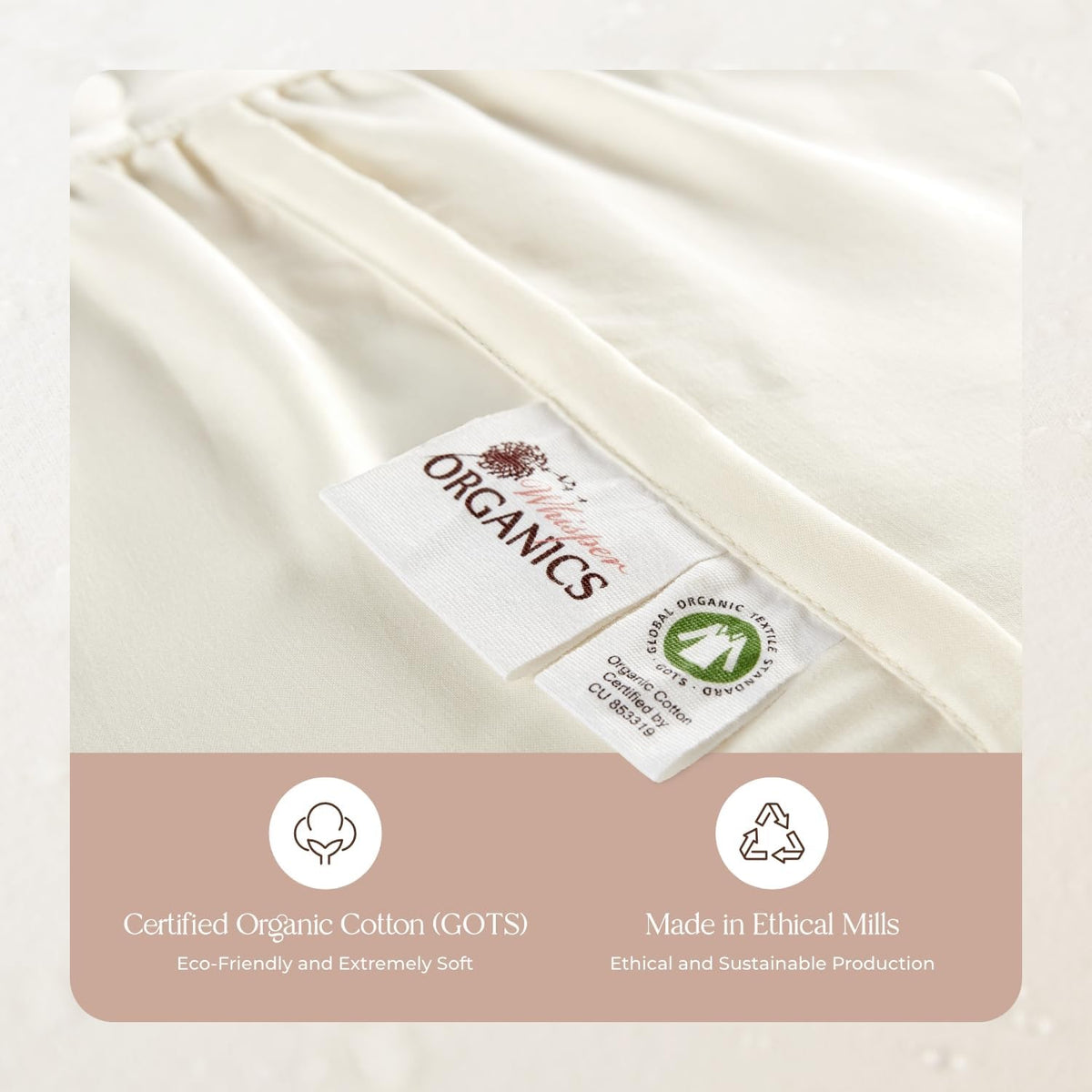 Whisper Organics, 100% Waterproof Mattress Protector - Pique Textured Weave, Breathable Soft & Durable - King Mattresses Cover - GOTS Certified Organic - White, 17" Deep Pocket, 78x82 Inch