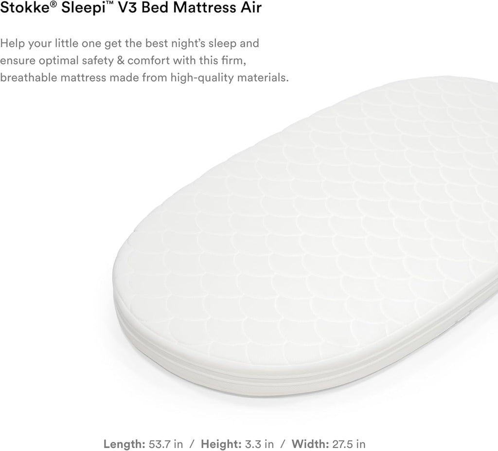 Stokke Sleepi V3 Bed Mattress Air - Firm & Breathable for Baby's Comfort - Non-Toxic, Quick Drying Core & Machine Washable Cover