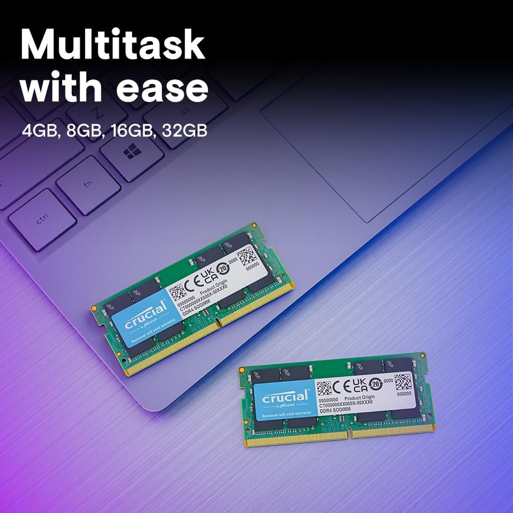 Crucial 32GB DDR4 RAM Kit (2x16GB), 3200MHz (PC4-25600) CL22 Laptop Memory, SODIMM 260-Pin, Downclockable to 2933/2666MHz, Compatible with 13th Gen Intel Core and AMD Ryzen 7000 - CT2K16G4SFRA32A