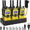 KETELESE T4 Two Way Radio with Earpiece and Mic, FRS 22 Channel Walkie Talkie Long Range, IP67 Waterproof Walkie Talkies, Weather Alert, PTT Group, VOX, Yellow, 6Pack