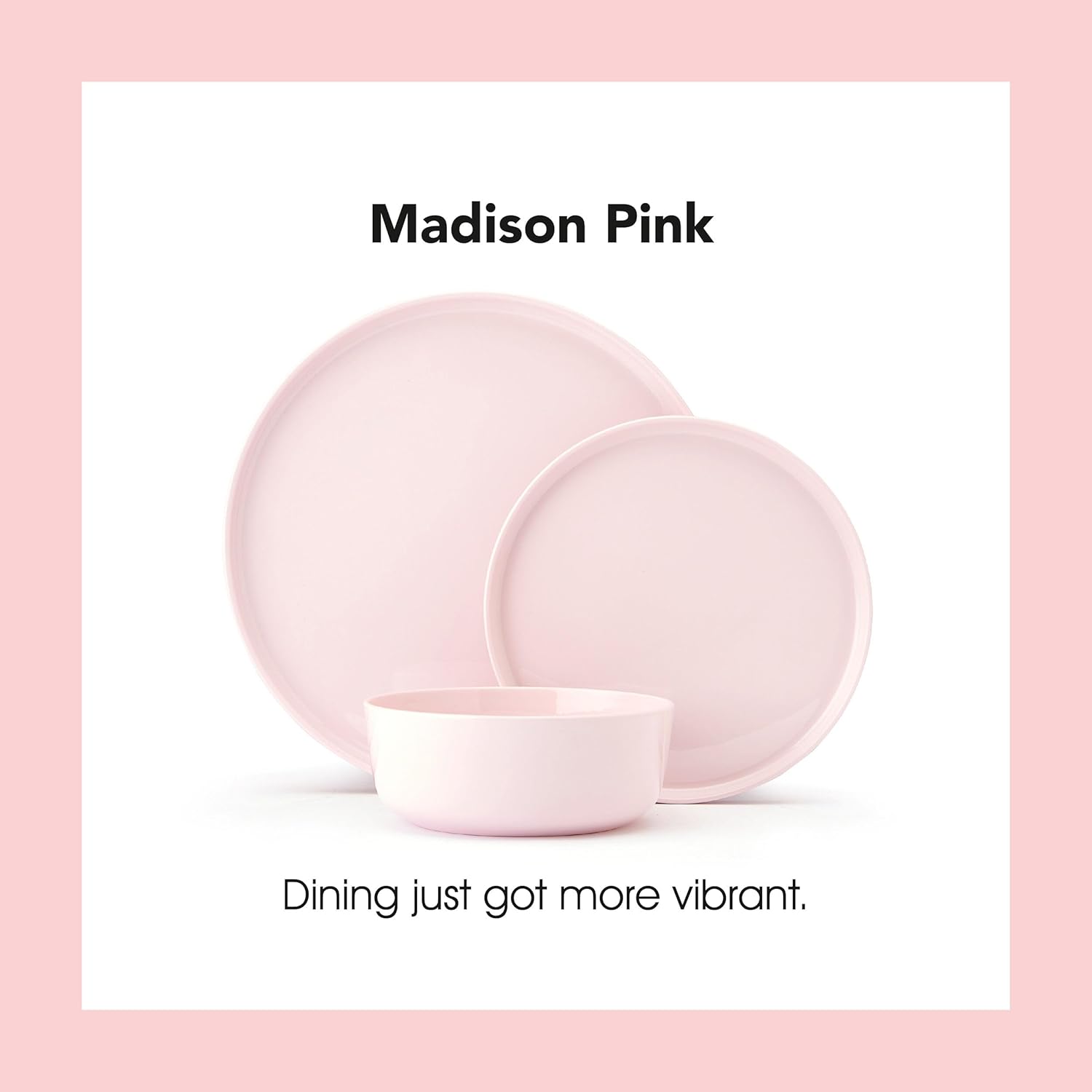 Mikasa Madison Misty Pink Bone China Dinnerware Set, 12-Piece Service for 4, Includes Dinner Plates, Salad Plates and Cereal Bowls, Dishwasher Safe