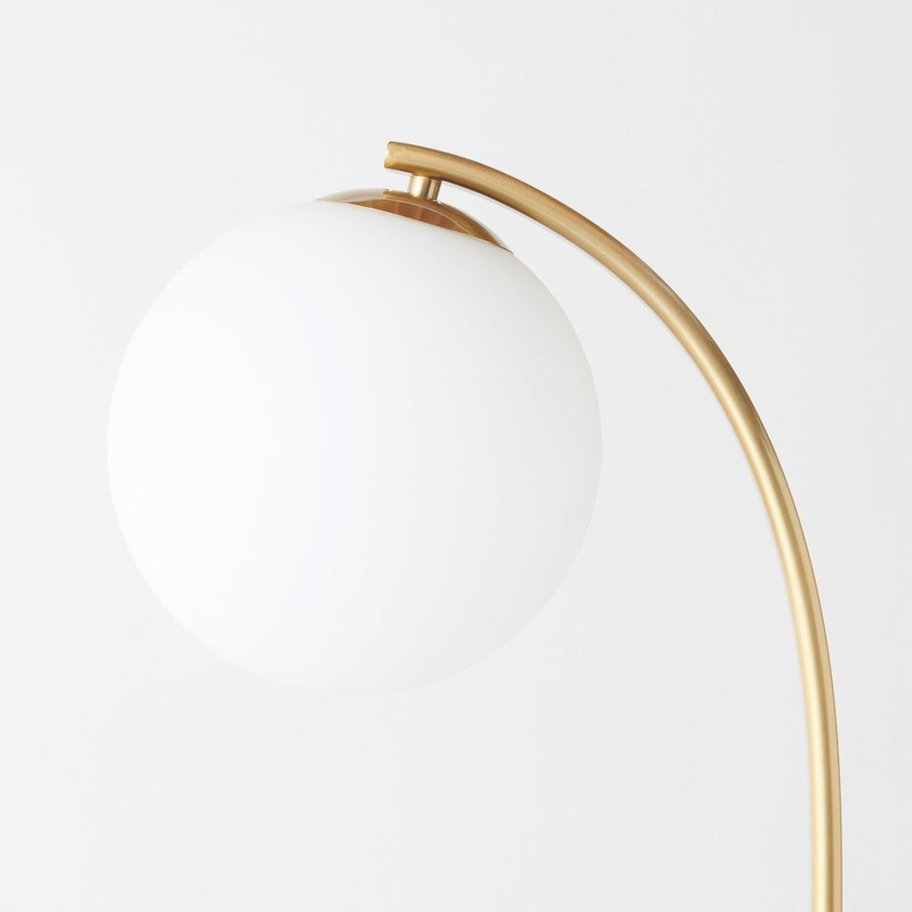 Brightech Luna Drop 75 in. Antique Brass Modern 1-Light LED Energy Efficient Floor Lamp with Frosted White Glass Globe Shade FL-LNDRP-BRS