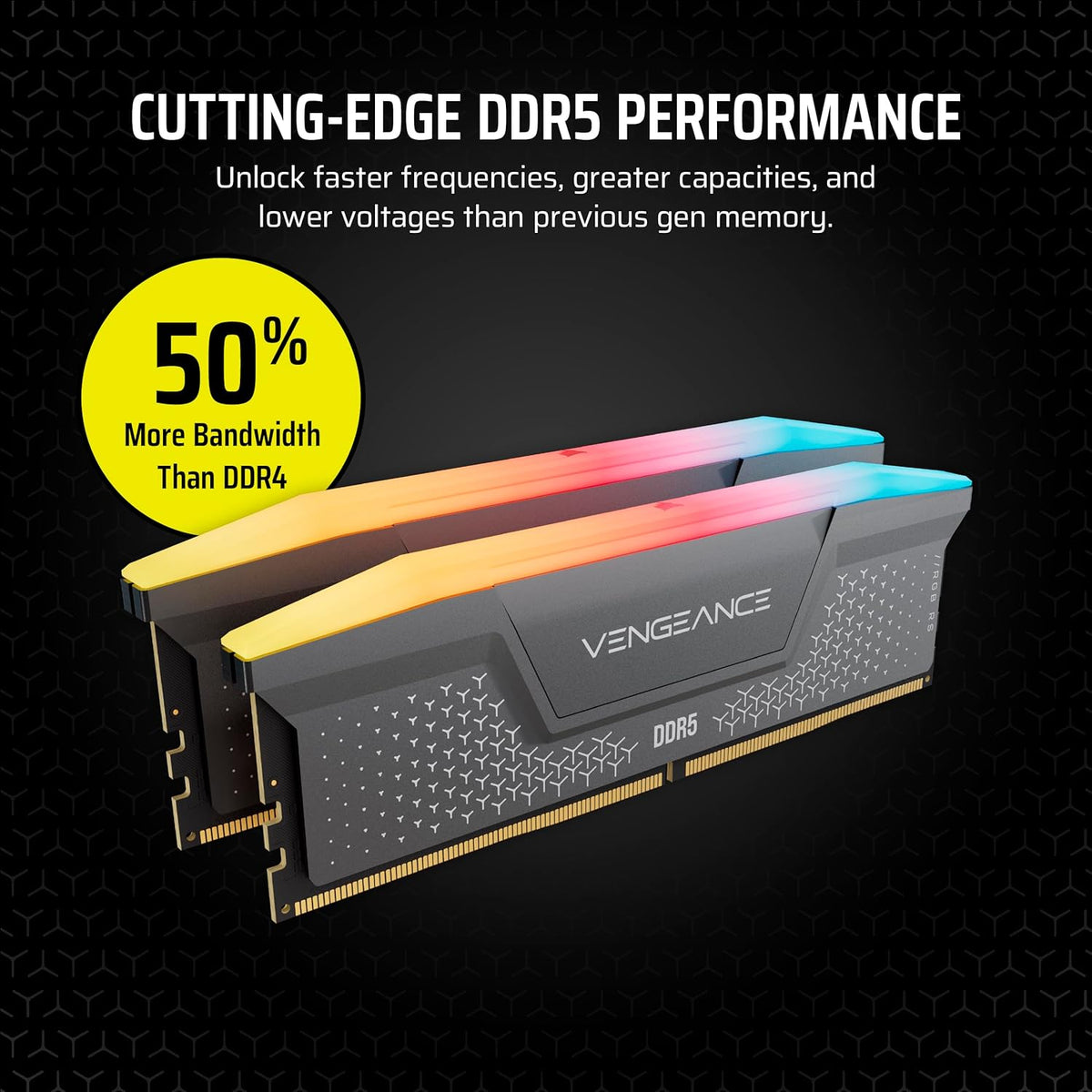 CORSAIR Vengeance RGB RS DDR5 RAM 16GB (2x8GB) Up to 6000MHz CL36-44-44-96 1.35V AMD EXPO Intel XMP Computer Desktop Memory – Gray (CMG16GX5M2E6000Z36)