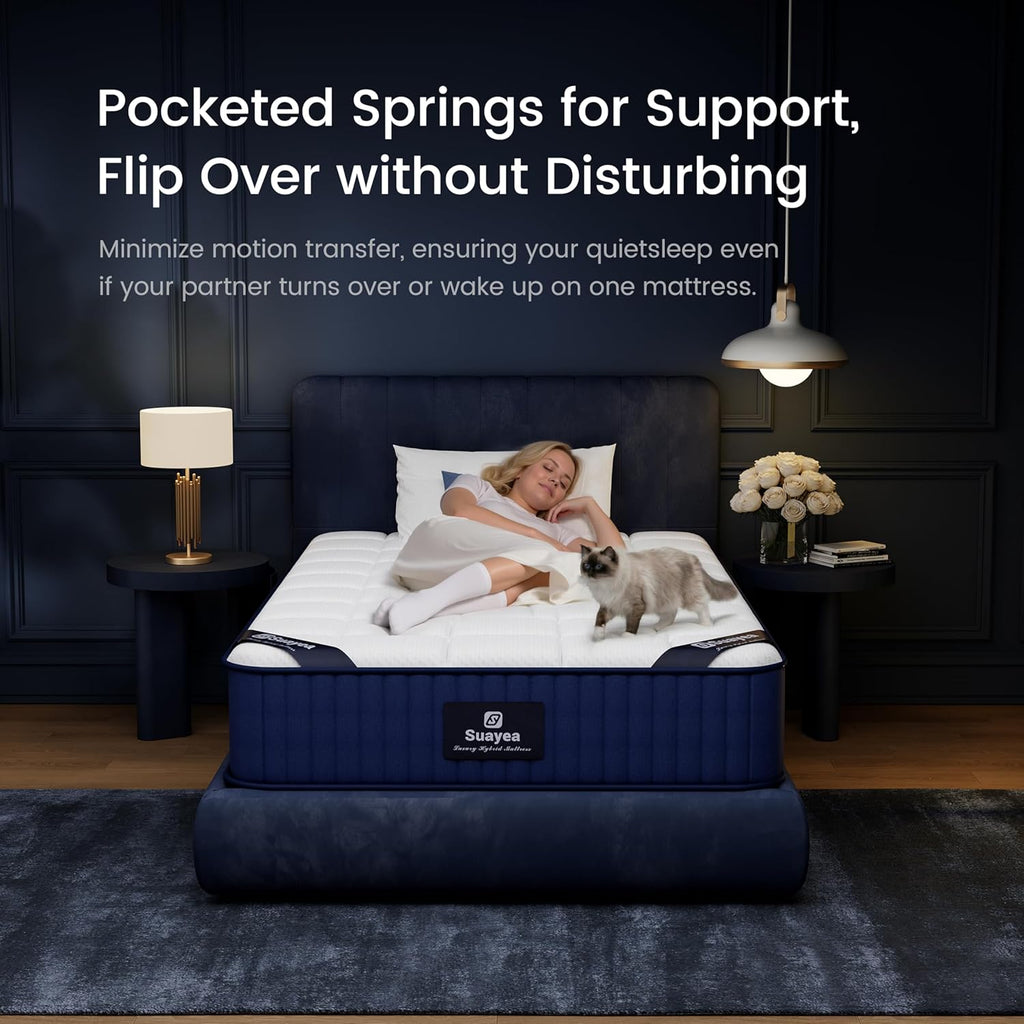 Full Size Mattress, 8 inch Hybrid Full Mattress in a Box, Full Size Memory Foam Mattress with Cooling Gel, Pocket Springs, Medium Firm Full Bed Mattress for Pressure Relief, No Fiberglass, CertiPUR-US