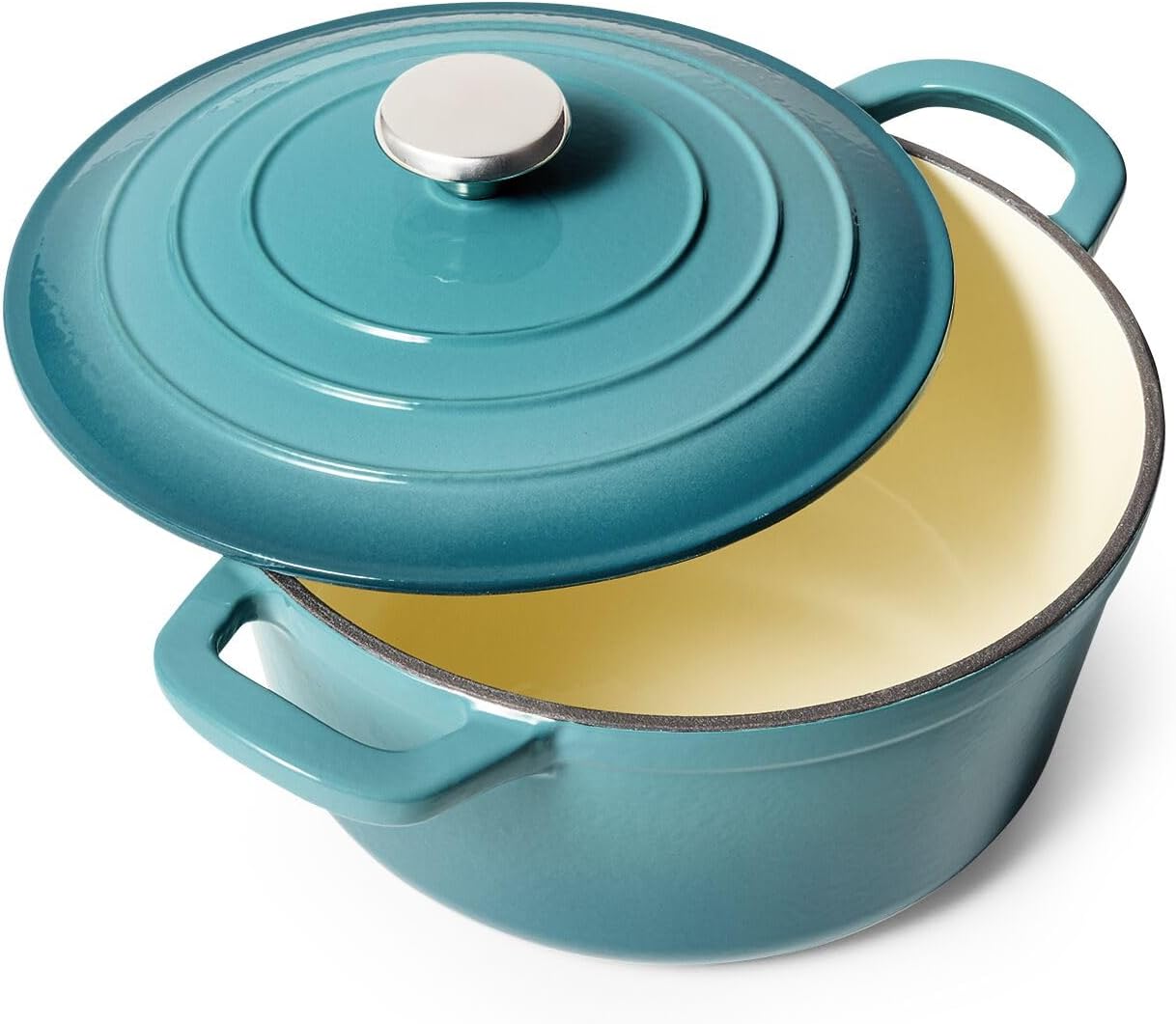 Sur La Table Enameled Cast Iron Round Dutch Oven, 5 qt, Light Blue