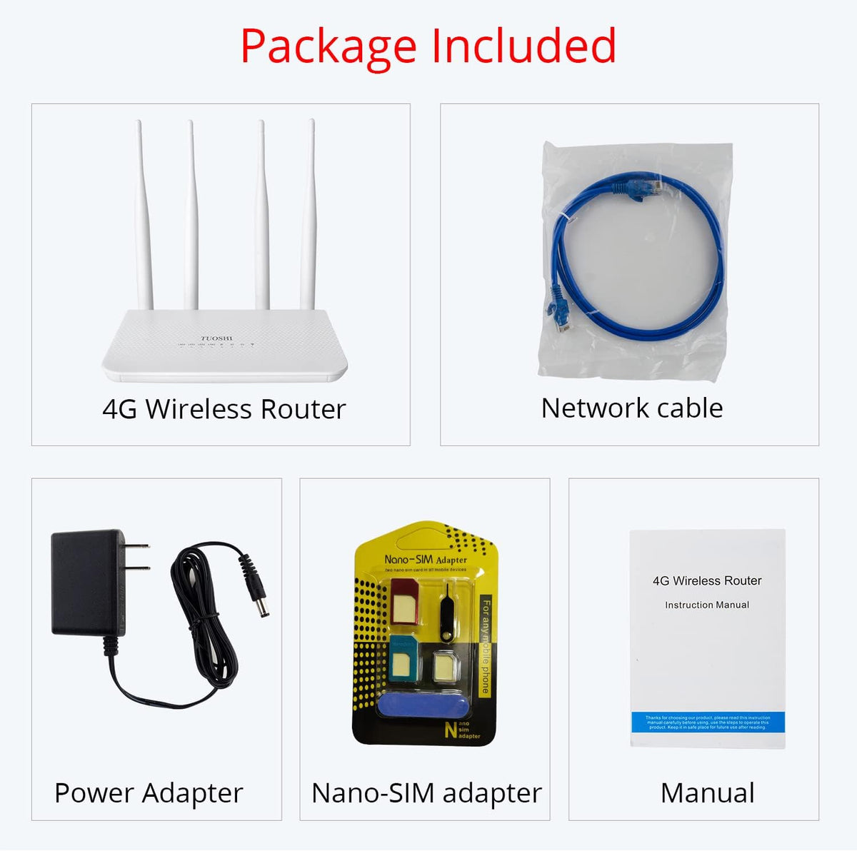 N300 WiFi Unlocked 4G LTE Modem Router with SIM Card Slot, 300Mbps WiFi, LTE Cat4, EC25-AF Qualcomm Chipset, 5dBi High Gain Antennas, Plug and Play, LT15F