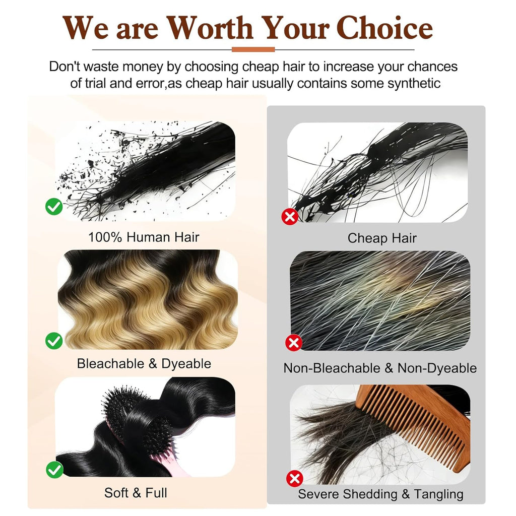 18A Raw Human Hair Bundles Body Wave 16 16 18 18 Inch, 100% Real Bundle Human Hair 4 Bundles, Triple Lifespan Virgin Remy hair Natural Color (16 16 18 18 Inch)